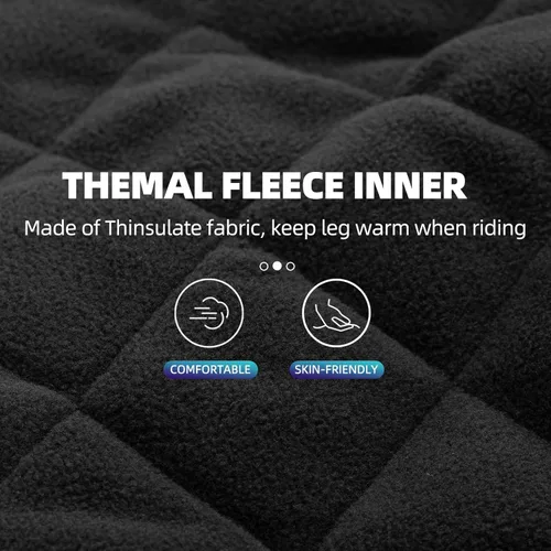 Vista 4 de ROCKBROS Rodillera para motocicleta, calentador de piernas de invierno, resistente al viento, almohadilla cálida con protector de EVA