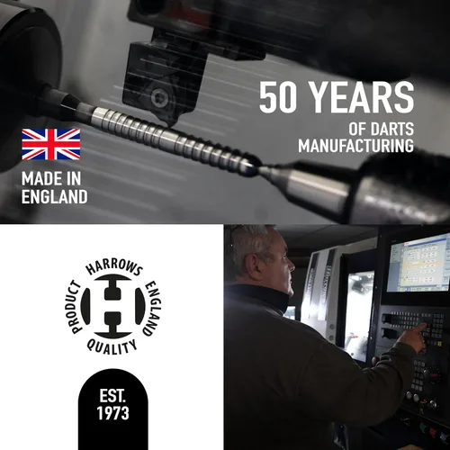 Vista 6 de Harrows NX90 Darts, 90% Tungsten Steel Tip Darts Set, Includes High-Grade Shafts, Aerodynamic Dart Flights, Available in Sizes 21g, 22g, 23g, 24g