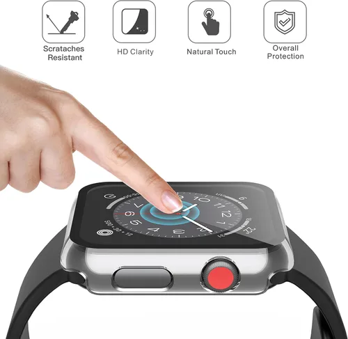 Vista 5 de Misxi - Juego de 2 fundas de policarbonato con protector de pantalla de vidrio templado compatible con Apple Watch Series 3 y Series 2 de 38mm