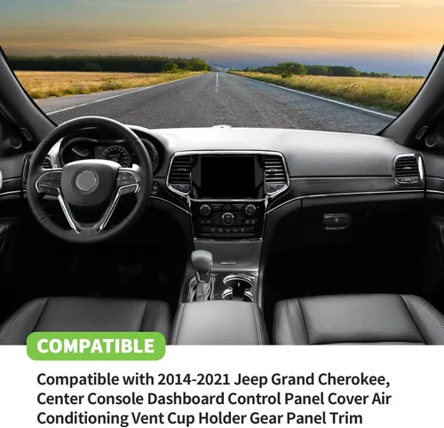 Vista 5 de Juego completo de 17 piezas de fibra de carbono compatible con Jeep Grand Cherokee 2016-2021, cubierta del panel de control de la consola central