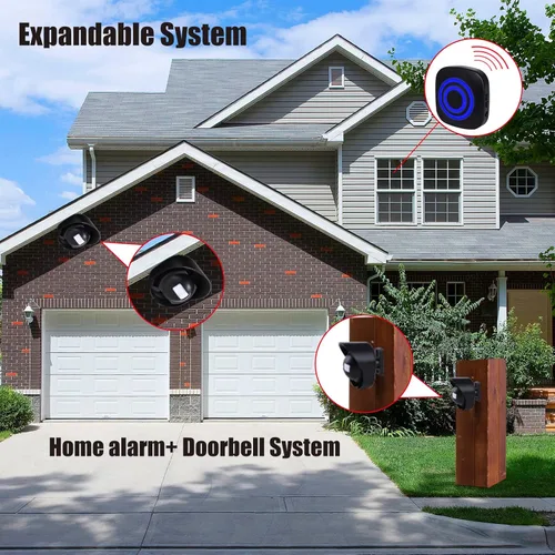 Vista 7 de Alarma Inalámbrica para Entrada de Vehículos de 328 pies de Alcance con Sensor de Movimiento para Exteriores Resistente a la Intemperie, Alarma