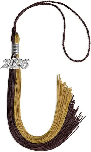 Vista 184 de Endea Graduation Borla de doble color con gota de fecha plateada (negro/oro antiguo, 2025)