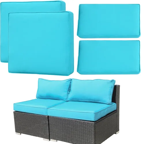 Vista 12 de 4 Fundas de Cojines de Patio de Repuesto, Fundas de Cojines de Asiento de Patio al Aire Libre Fundas de Muebles de Sofá, Fundas Impermeables
