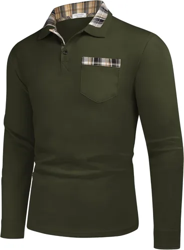 Vista 4 de Polera polo clásica Coofandy de hombre, con manga corta y cuello plisado