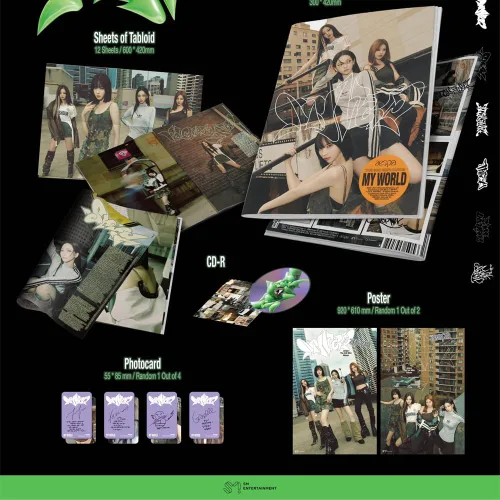 Vista 3 de aespa - MY WORLD [Tabloid ver.] 3er mini álbum+póster plegado (solo CD, sin póster)