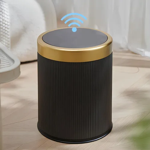 Vista 10 de URALFA Cubo de basura automático con sensor de movimiento para baño con tapa, cubo de basura sin contacto, cubo de basura inteligente a prueba