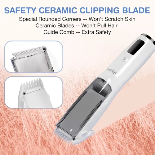 Vista 2 de DAILYLIFE Cortapelos para bebés, cortapelos tranquilos para niños autistas, kit de corte de pelo de bebé al vacío, inalámbrico, recargable