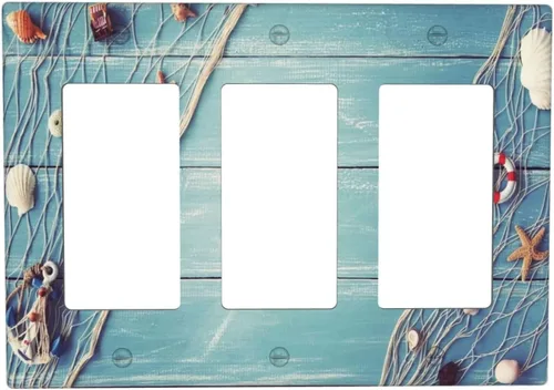 Vista 147 de Cubierta Decorativa para Interruptor de Luz Anclajes Tablón Faros Aves Marinas 2 Gang Cubiertas de Tomacorriente 1 Toggle 1 Dúplex Placa de Pared