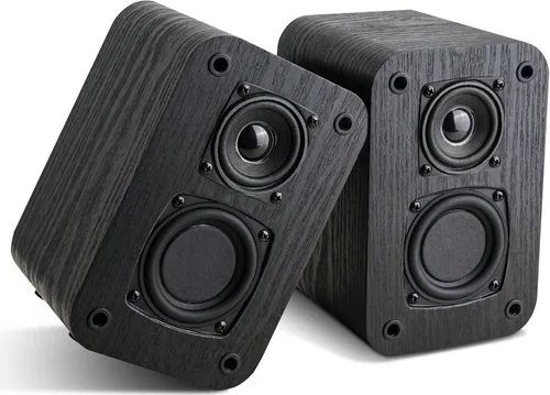RIOWOIS Altavoces pasivos de estantería para sonido envolvente de cine en casa, altavoces estéreo satelital con sonido más nítido y veta de madera
