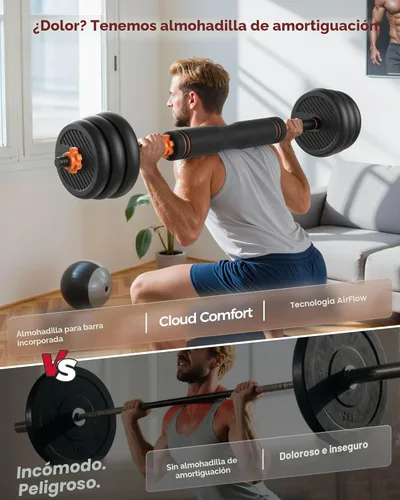 Vista 5 de FEIERDUN Mancuernas ajustables, juego de pesas libres de 20/30/40/45/70/90 libras con conector, juego de mancuernas 5 en 1 que se utiliza como