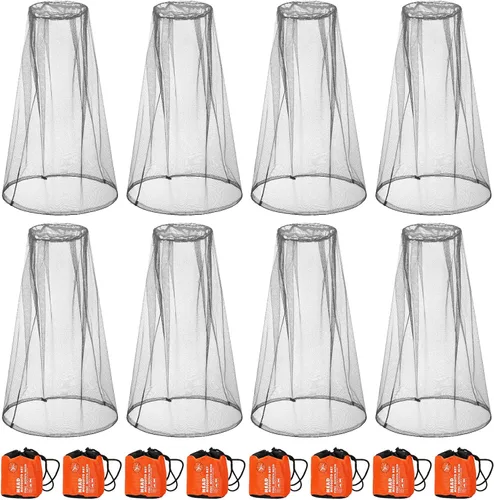 Vista 8 de Tudomro 8 unidades de mosquitero para cabeza, cara, mosquitera, sombrero de 18 x 18 pulgadas para cabeza con bolsas de transporte