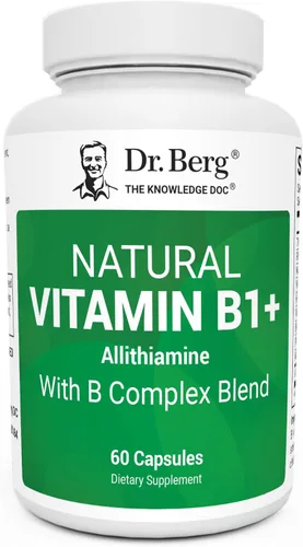 Dr. Berg Vitamina Natural B1 B6 B12 Complejo - Suplemento de Vitamina B1 de Allithiamina con 8 Vitaminas Esenciales del Complejo B para Hombres y