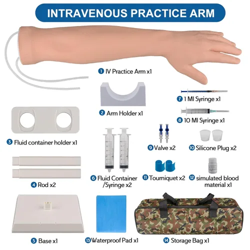 Vista 8 de SimCoach Kit de práctica de flebotomía, kit de práctica IV con brazo de flebotomía, kit de práctica de venopunción e inyección para entrenamiento