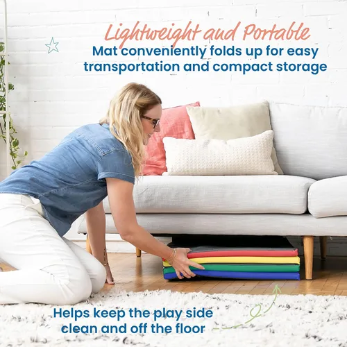 Vista 4 de ECR4Kids SoftZone Quad Fold-N-Go Activity Mat, Folding Playmat, Contemporary