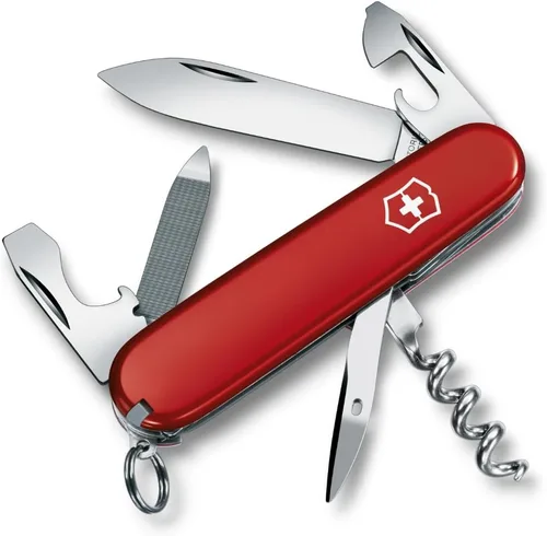 Victorinox Sportsman Navaja Suiza de Bolsillo de 13 Funciones, Roja