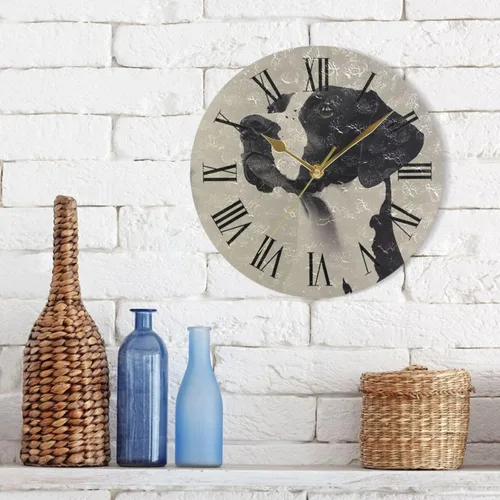 Vista 3 de dog Retro Vintage 10 Inch Round office wall clock non ticking Unique for Living Room Bathroom reloj de pared para cocina