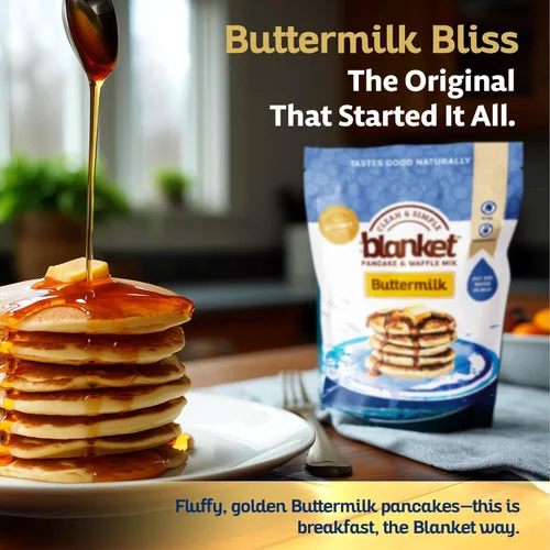 Vista 6 de Blanket Pancakes and Waffle Mix – Sabor a Suero de Leche – Solo Agrega Agua, Sin Conservantes – Base de Desayuno Limpio con Sabor Casero – Sin