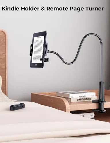 Vista 2 de Tryone Soporte para Tableta de Cuello de Ganso con Pasador de Páginas para Lectura de Kindle en la Cama: Soporte de Brazo Perezoso Ajustable