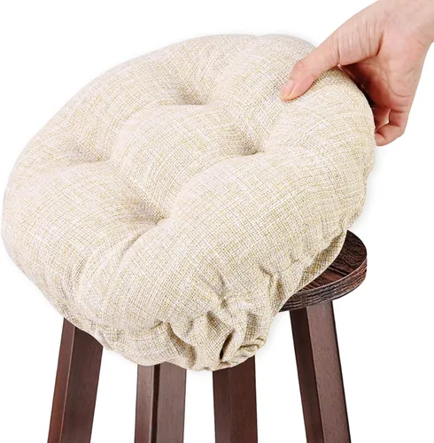 SINOSSO Cojín moderno para taburete de bar de diámetro 14, diseño de entretejido de moda, antideslizante, de silicona, redondo, funda de cojín Beige