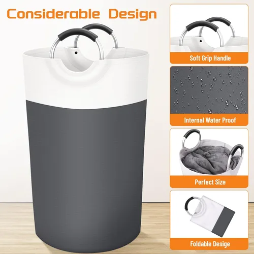 Vista 3 de BlissTotes Cesta de Ropa Sucia, Cesto de Ropa Sucia, Cestas de Ropa Sucia Plegables, Cesto para Ropa Sucia, Cesta de Ropa Sucia Impermeable con Asas