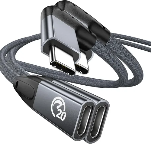 Vista 15 de UseBean Cable de extensión USB C en ángulo recto de 0.6 pies, 90 grados USB-C 3.2 Gen 2 20Gbps macho a hembra tipo C 4K cable extensor de video