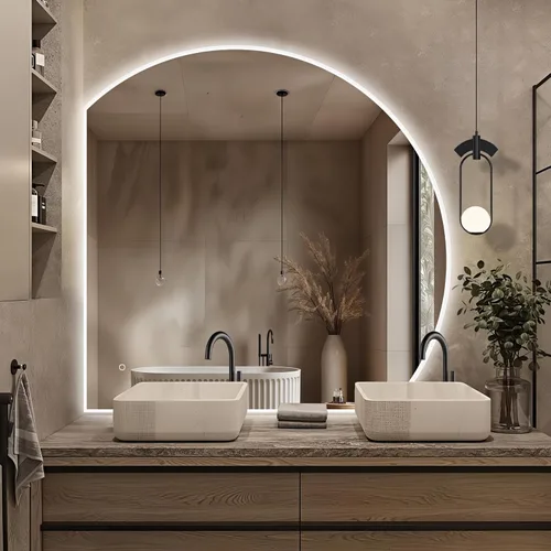 Vista 10 de Niccy Espejo LED de baño, 32"x20" pulgadas, rectangular, espejos de tocador para montar en la pared, con marco de metal, espejo inteligente