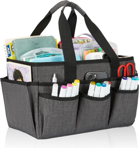 Vista 10 de Bolsa Tote para Manualidades, Organizador de Arte, Caddy de Suministros de Limpieza, Bolsa de Transporte con Asa para Múltiples Propósitos, Caddy
