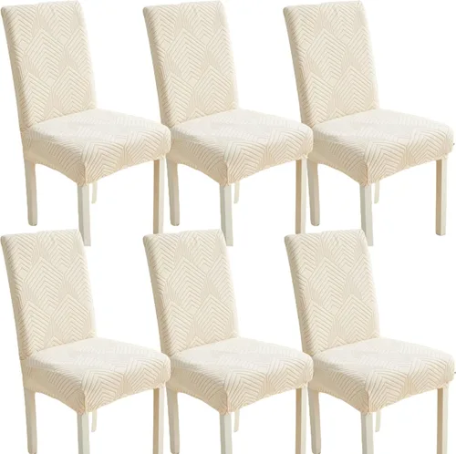 Vista 13 de Juego de 6 fundas elásticas para sillas – Fundas extraíbles para sillas de comedor, fundas protectoras de terciopelo lavables a prueba de polvo