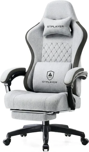 Vista 14 de GTPLAYER Silla de juegos, silla de oficina para computadora con cojín de resorte de bolsillo, reposabrazos de conexión y reposapiés, silla