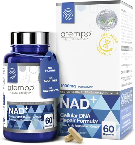 Suplemento NAD+ de 1000 mg de alta absorción, apoya la energía, la salud celular, la función cerebral y el envejecimiento saludable, fórmula pura de