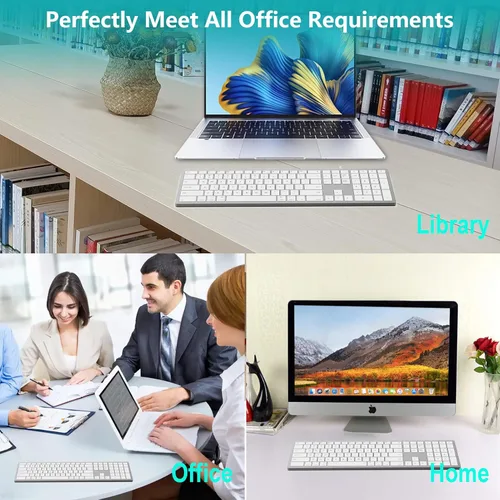 Vista 7 de Teclado con cable para Mac, teclado compatible con Apple, tamaño completo, 20 teclas de acceso directo multimedia, USB A/USB C, para Apple Mac