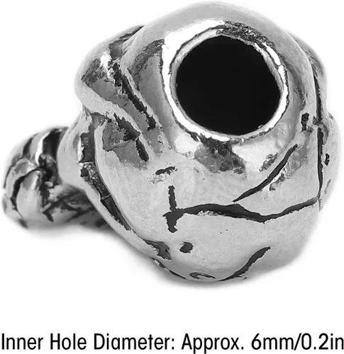 Vista 4 de plplaaoo Cuentas de calavera de aleación de 0.2 pulgadas, 10 cuentas de calavera, cuentas de paracaídas, cuentas de calavera para hacer joyas