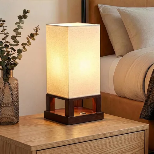 Vista 9 de Brightech Maxwell Lámpara de Mesita de Noche con Puerto USB – Lámpara de Mesa Compacta para Dormitorio, Sala de Estar - Moderna Lámpara Asiática