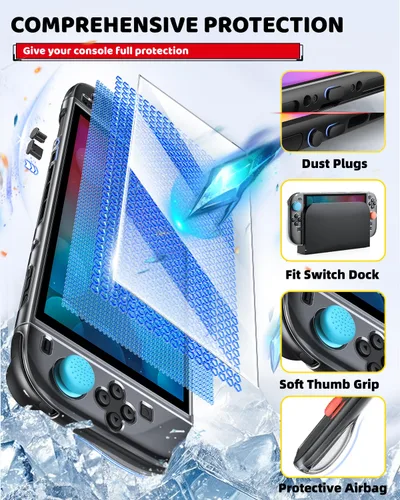 Vista 7 de Accessories for Nintendo Switch 2 2025, Portable Hard Shell Carrying Case with 2 HD Screen Protectors (7.9 Inch), TPU Protective Skin, Dust Plugs