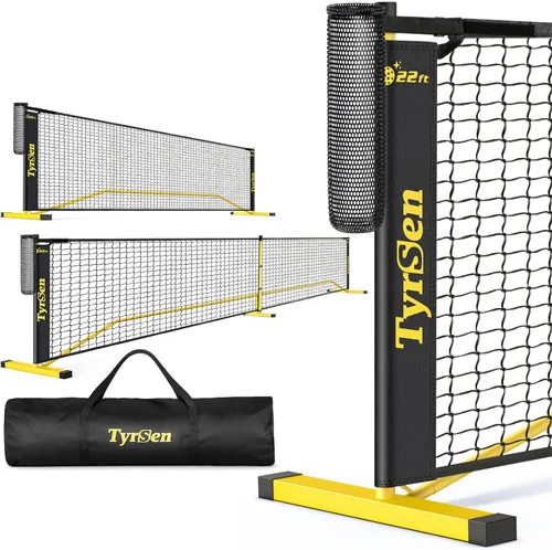Portable Pickleball Net for Driveway, 22 FT Regulation Size & 11 FT Half Court Size Pickle Ball Net with Ball Collector, 2-in-1 Pickle Ball Net with