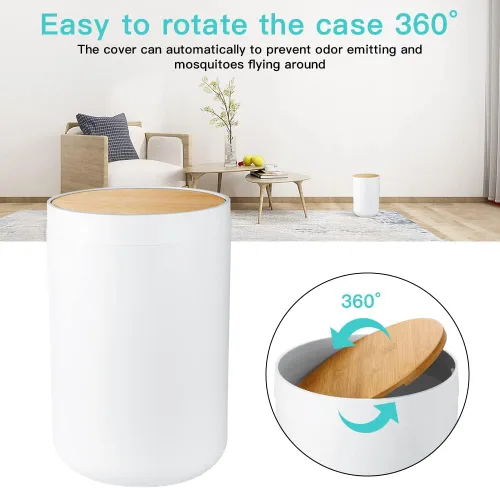 Vista 7 de OTOSTAR Juego de accesorios de baño de 8 piezas de bambú para regalo, juego de accesorios de baño con bote de basura, 2 tarros de soporte