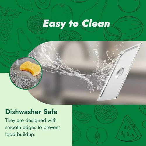 Vista 5 de HECMAC Juego de 6 tapas para sartén de hotel de tamaño completo, tapa de sartén de mesa de vapor de acero inoxidable sólida con asa, calibre 23