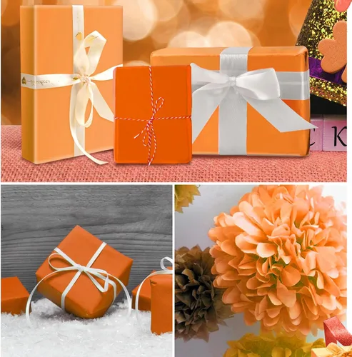 Vista 6 de 30 hojas de papel de seda naranja para embalaje, bolsas de regalo, decoración, papel de regalo a granel para bodas, cumpleaños, proyectos DIY