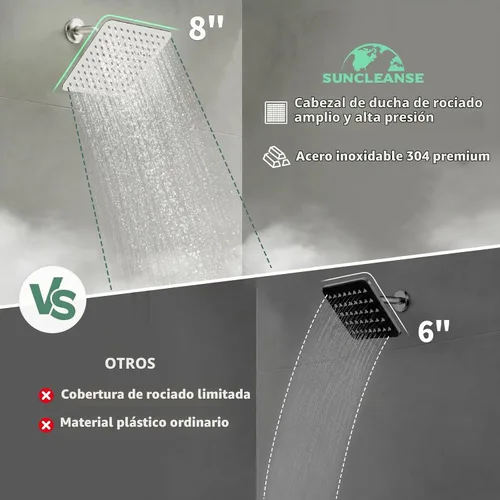 Vista 4 de SunCleanse Juego de grifo de bañera de níquel cepillado de 8 ", válvula