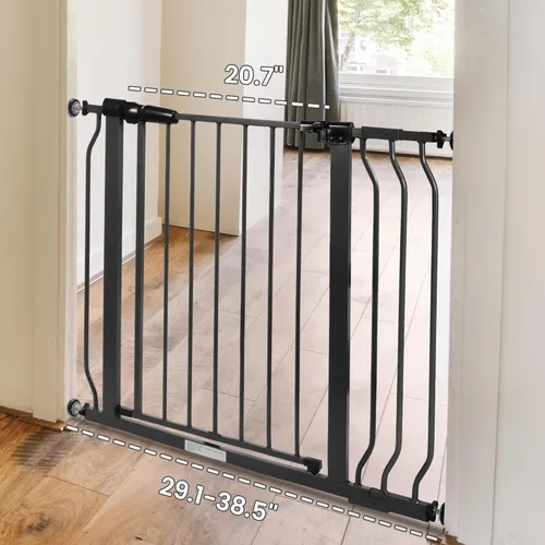 Vista 5 de ELEVON Puerta de bebé para puertas de escaleras, puerta de seguridad para mascotas con funciones de cierre automático/mantenimiento, se adapta a