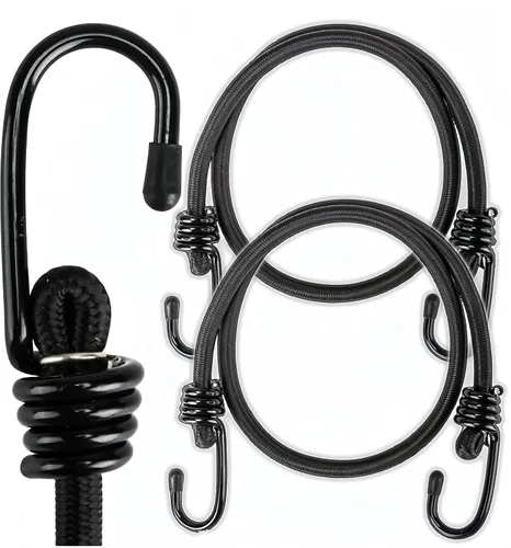 Vista 8 de Lanlord Cuerdas elásticas de látex negro resistentes para exteriores de 20 pulgadas con correas elásticas de gancho, 2 unidades de 20 pulgadas