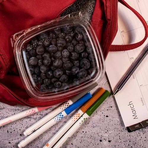 Vista 2 de DART CH8DEF 8 oz Contenedor transparente con bisagras y resistente a manipulaciones con tapa plana (Caja de 200)