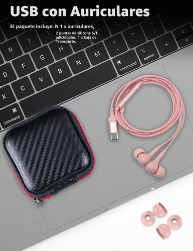 Vista 6 de Auriculares USB C para Samsung S26 S25 FE S24 A16 A17 Z Auriculares con Rosa
