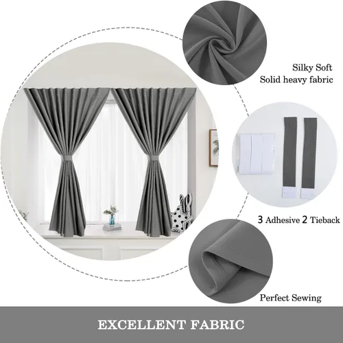 Vista 5 de Muamar Cortinas opacas sin taladro, paneles de cortina para ventana fáciles de instalar, juegos de 2 paneles de cortinas portátiles para dormitorio