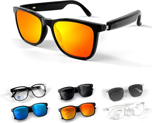 Vista 8 de Xmenha Lentes de sol inalámbricos Bluetooth para hombres y mujeres, polarizados, lentes de sol inteligentes, auriculares de audio Bluetooth