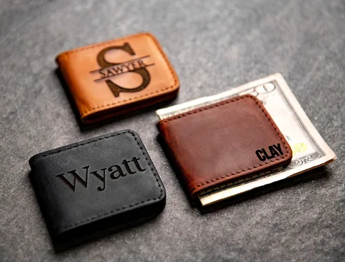 Vista 4 de Personalized Leather Magnetic Money Cash Clip The Palm Beach by Left Coast Original