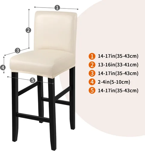 Vista 5 de YISUN - Fundas para taburete de bar, mezcla de forro polar elástico y poliéster, lavables y removibles, para taburete de bar y silla alta, con Beige