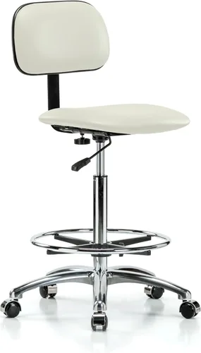 Vista 24 de Perch - Silla de laboratorio cromada con respaldo ajustable, altura del escritorio de 17 a 22 pulgadas, tela negra