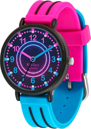 Vista 17 de Relojes Kiddus para niños y niñas de 6 a 12 años, didácticos, de cuarzo analógico con ejercicios. Movimiento de cuarzo japonés. Fácil de leer