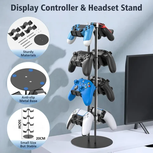 Vista 5 de Kytok Soporte de control de 4 niveles con organizador de cables para escritorio, soporte de pantalla universal compatible con Xbox PS5 PS4 Nintendo